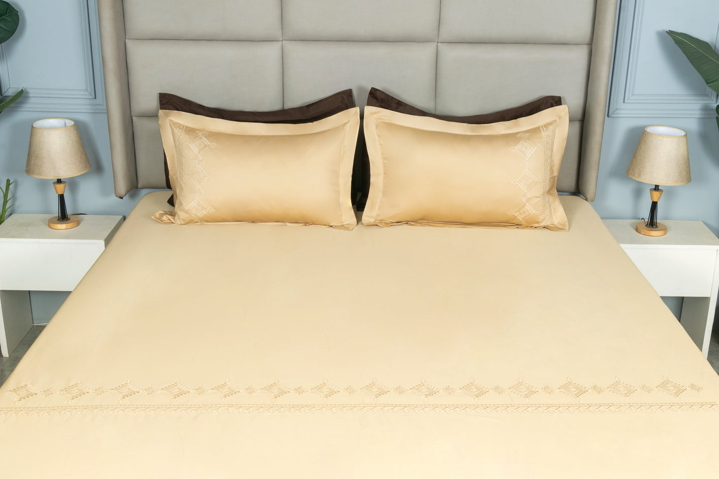 EMBROIDERY BEDSHEET 100% COTTON (3PCS) - Bedding Bliss