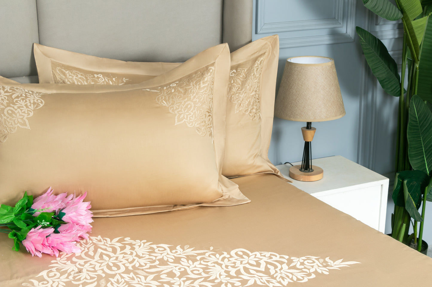 EMBROIDERY BEDSHEET 100% COTTON (3PCS) - Bedding Bliss