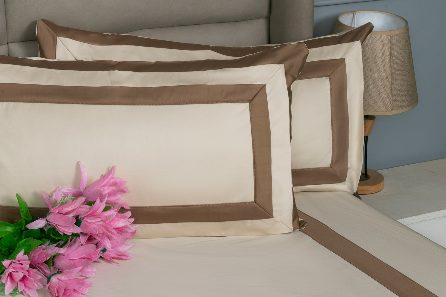 PATCH WORK BEDSHEET 100% COTTON (3 PCS, PEARL x TAUPE)
