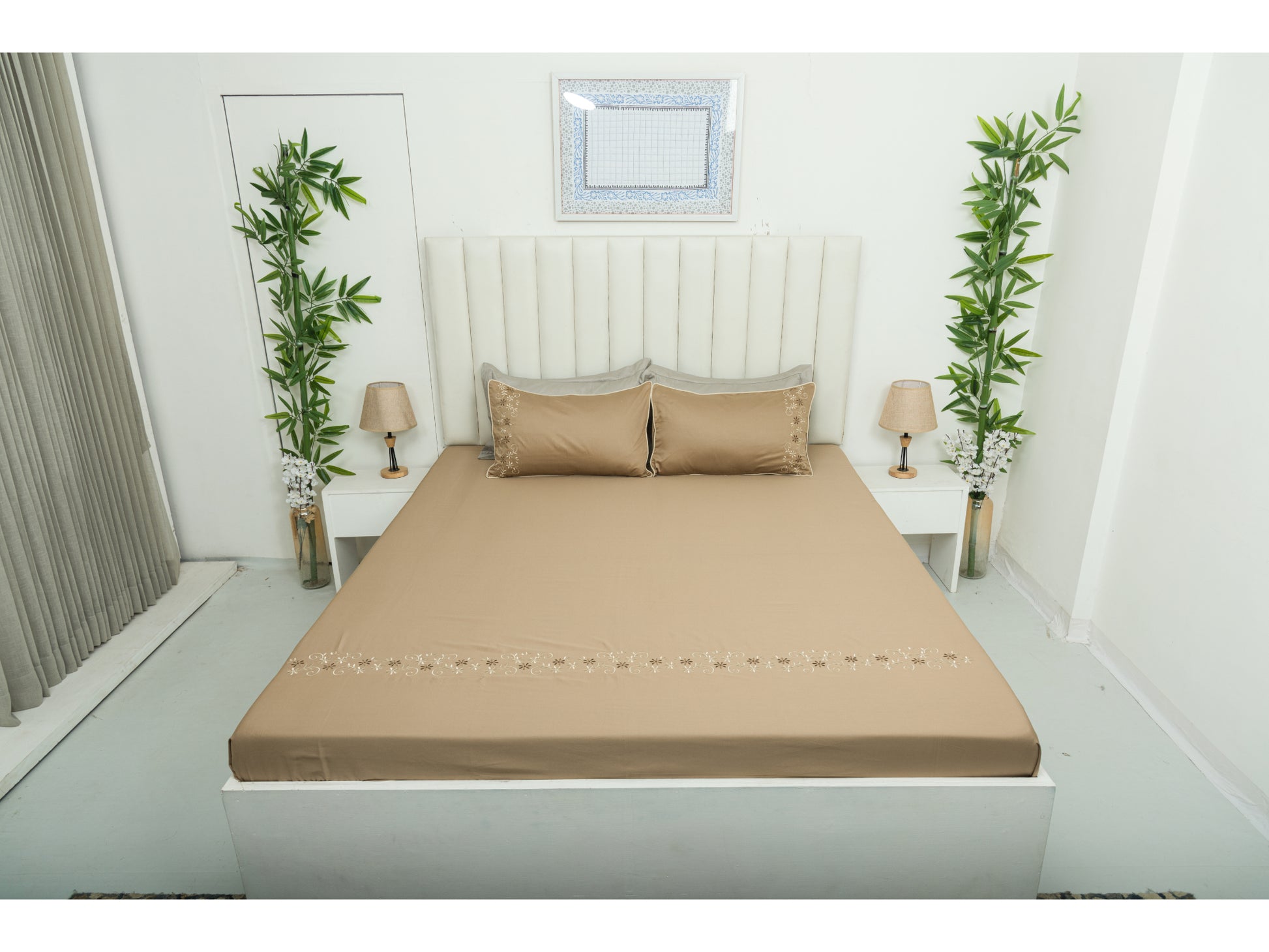 EMBROIDERY BEDSHEET 100% COTTON (3PCS) - Bedding Bliss