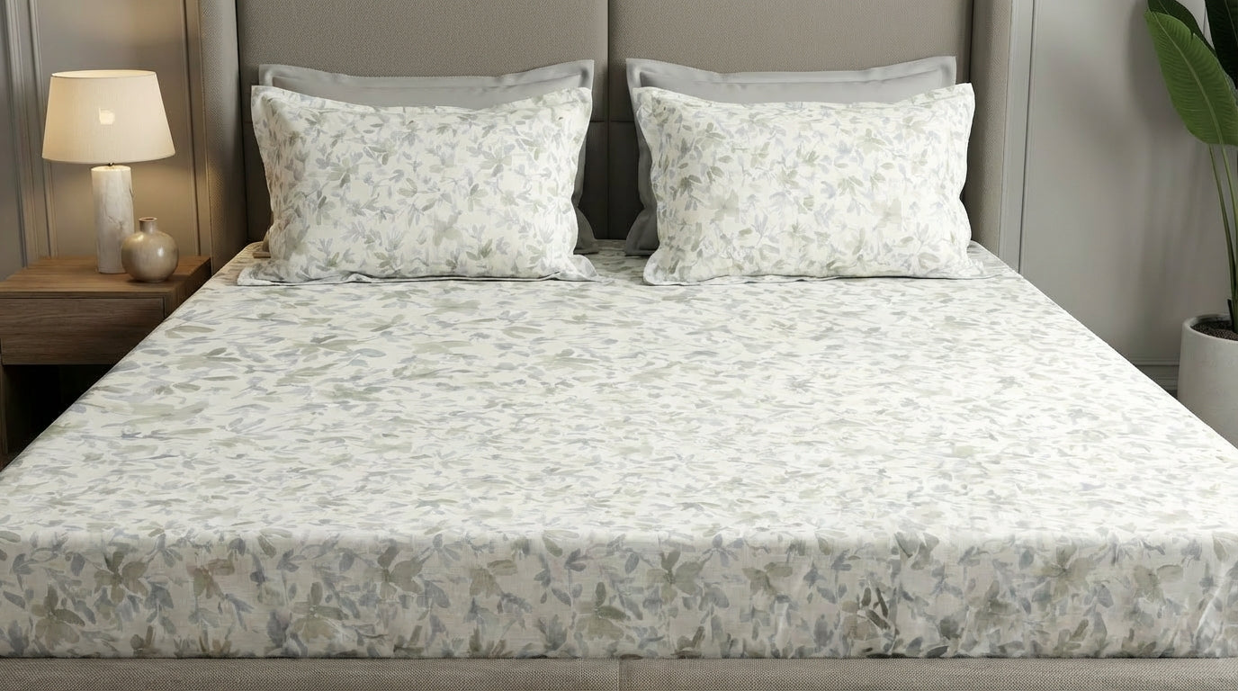 Subtle Petals Printed Bedsheet (3Pcs)