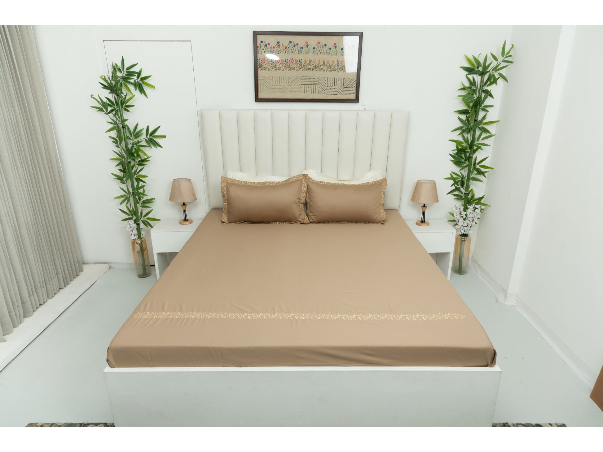 EMBROIDERY BEDSHEET 100% COTTON (3PCS) - Bedding Bliss