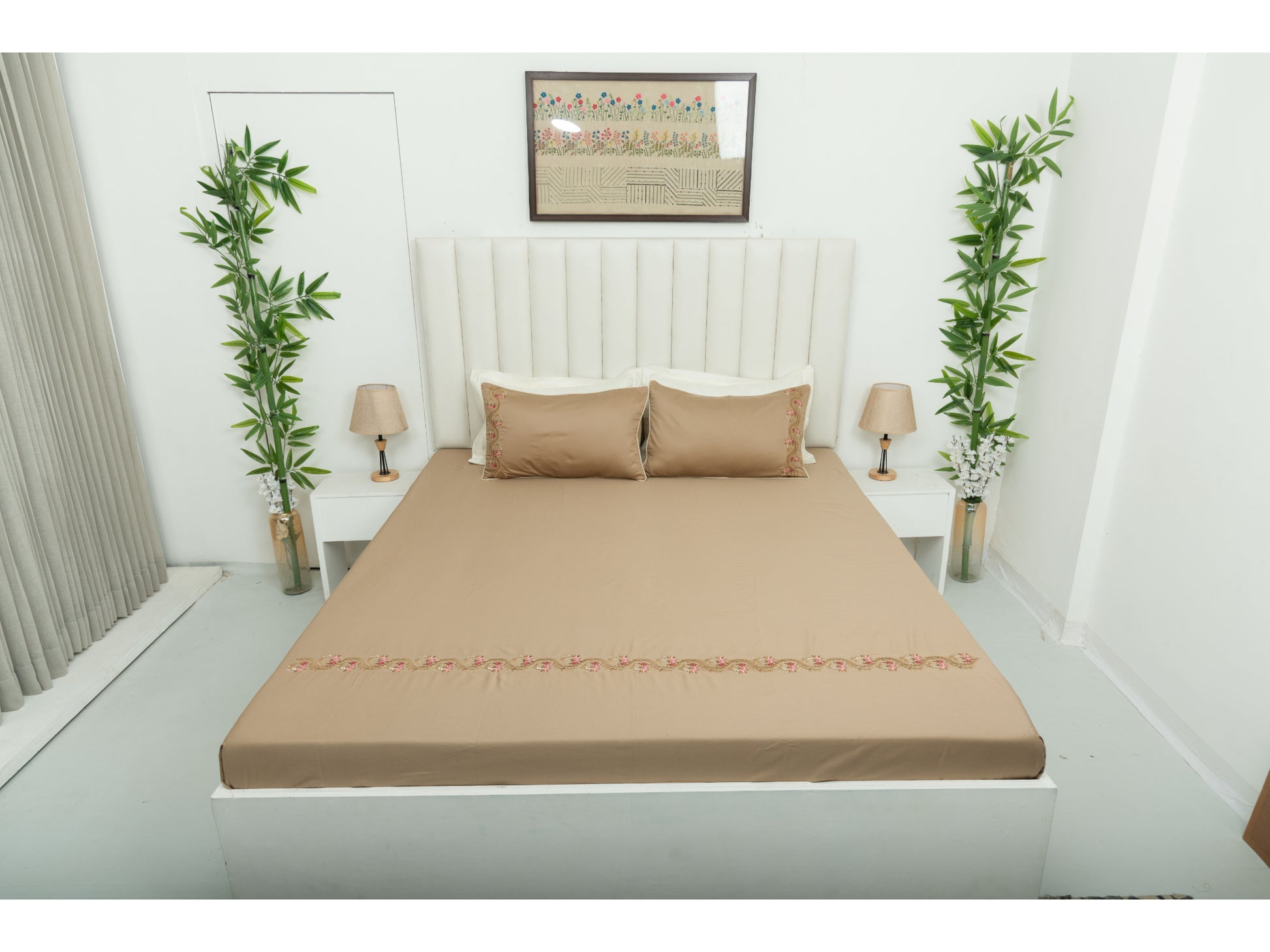 EMBROIDERY BEDSHEET 100% COTTON (3PCS) - Bedding Bliss