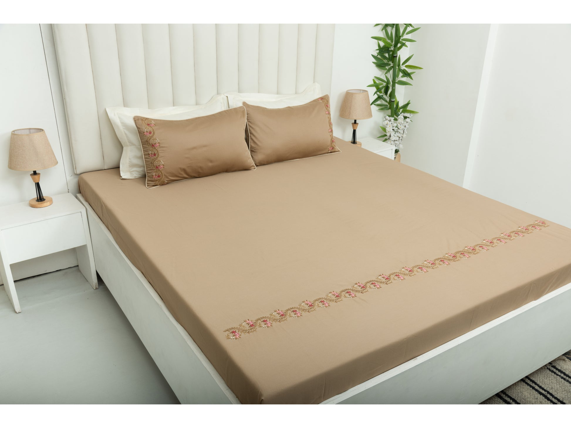 EMBROIDERY BEDSHEET 100% COTTON (3PCS) - Bedding Bliss