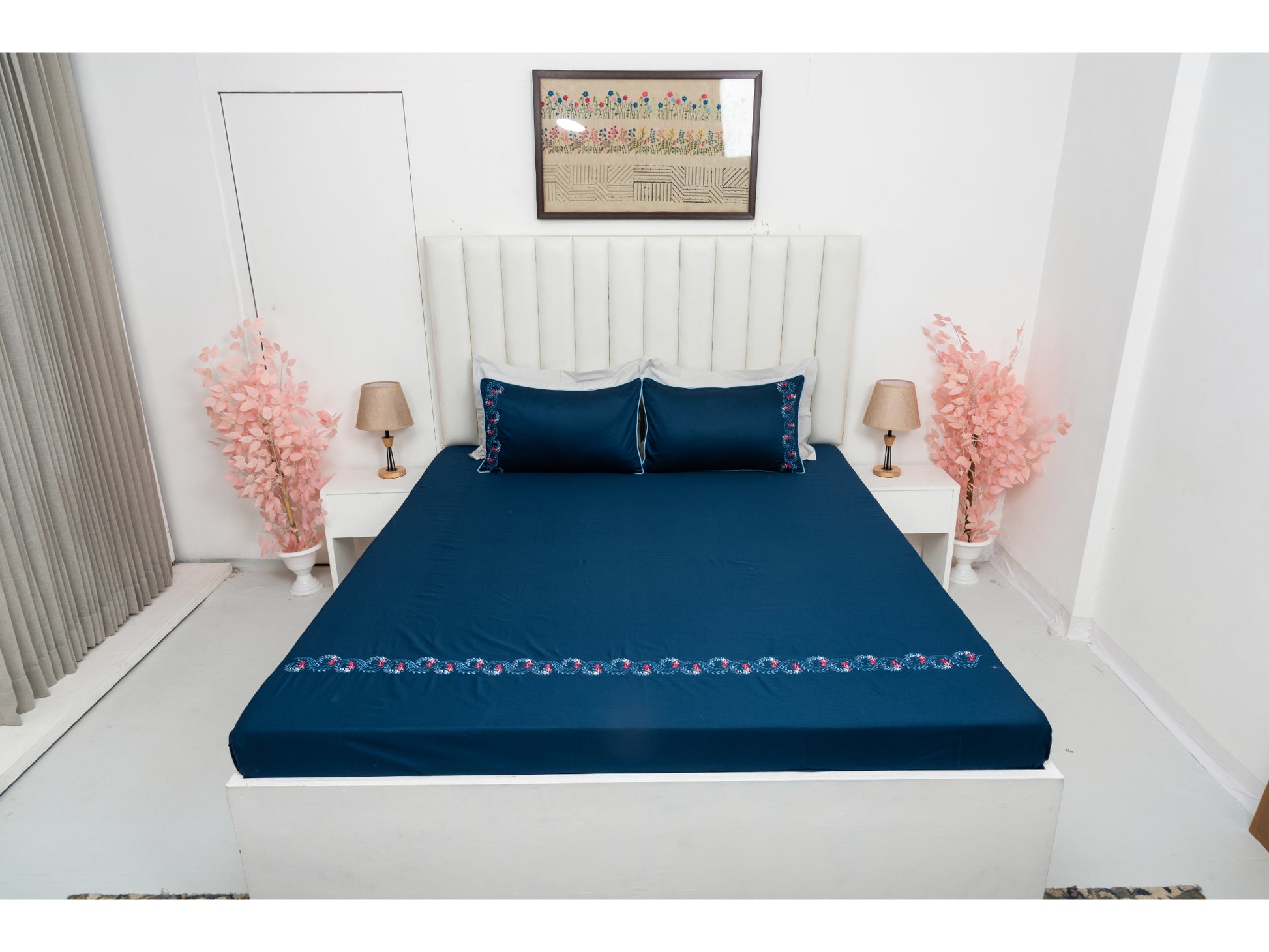 EMBROIDERY BEDSHEET 100% COTTON (3PCS) - Bedding Bliss