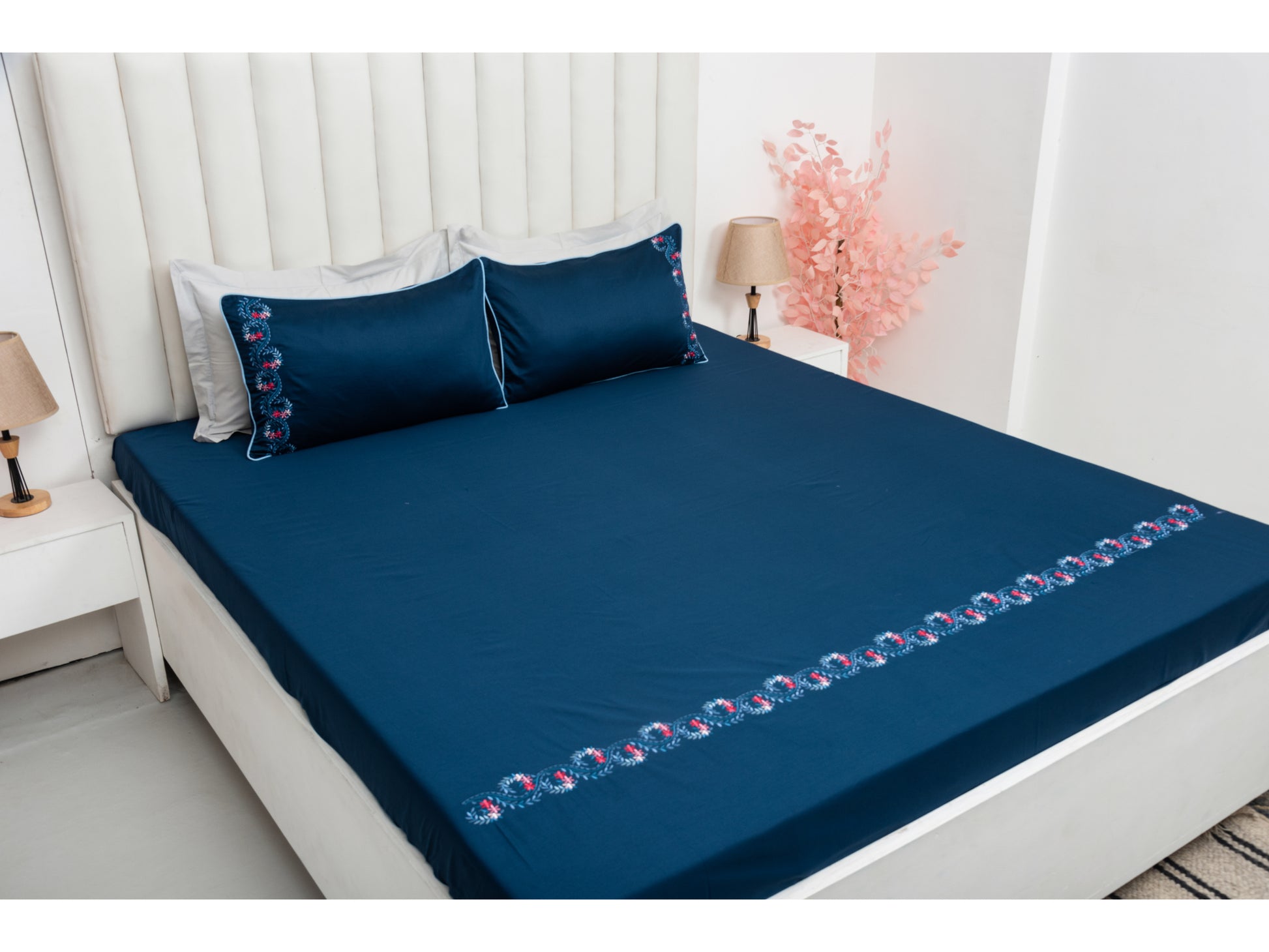 EMBROIDERY BEDSHEET 100% COTTON (3PCS) - Bedding Bliss