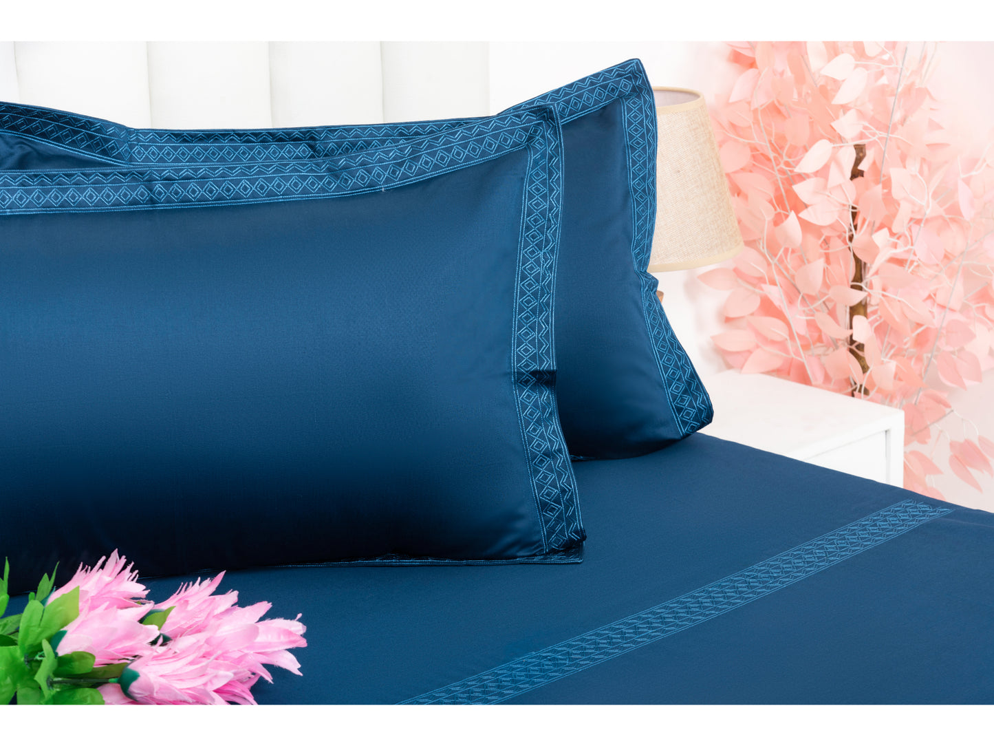 EMBROIDERY BEDSHEET 100% COTTON (3PCS) - Bedding Bliss
