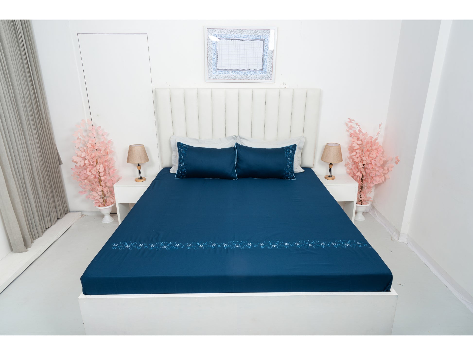 EMBROIDERY BEDSHEET 100% COTTON (3PCS) - Bedding Bliss