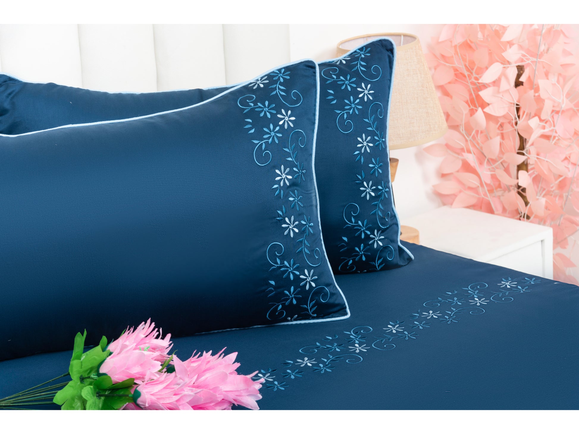 EMBROIDERY BEDSHEET 100% COTTON (3PCS) - Bedding Bliss