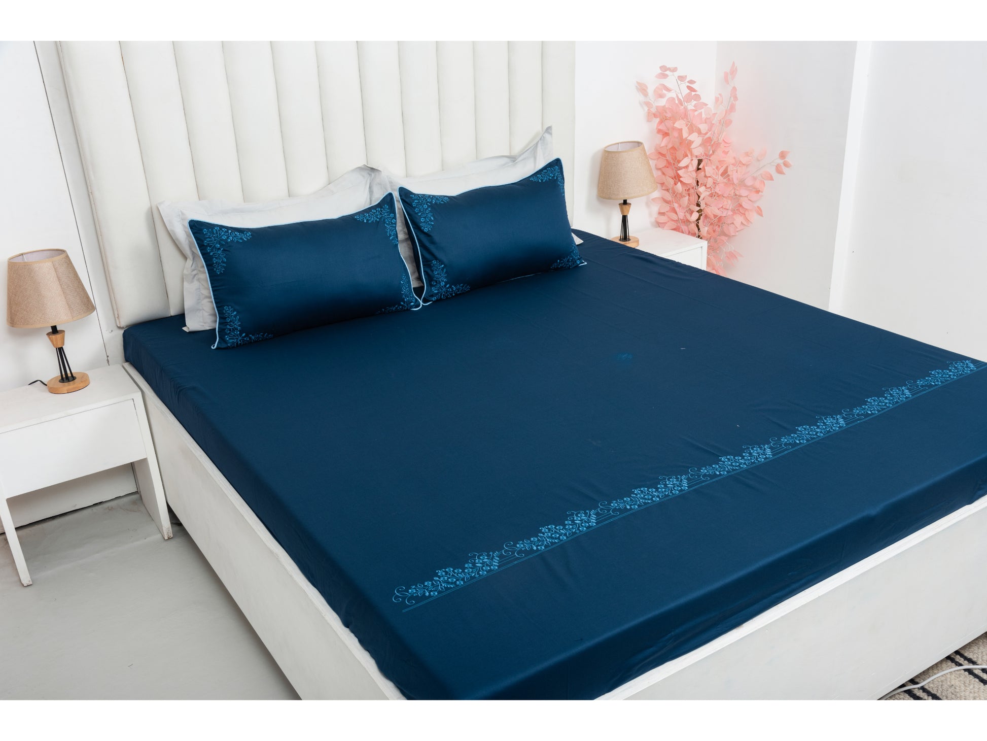 EMBROIDERY BEDSHEET 100% COTTON (3PCS) - Bedding Bliss