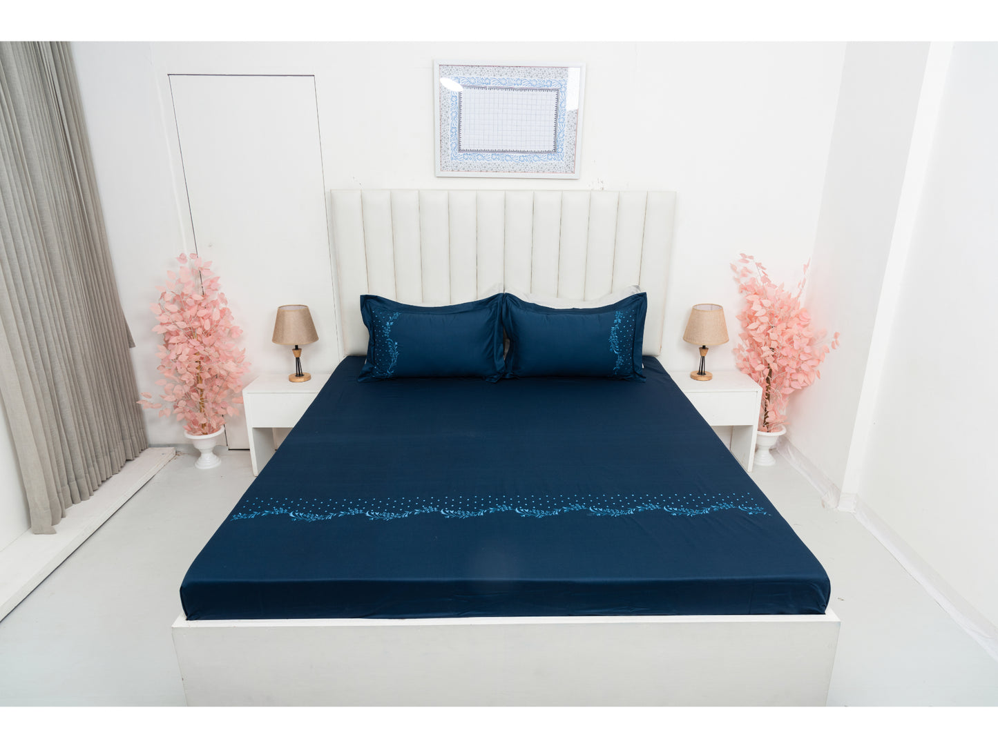 EMBROIDERY BEDSHEET 100% COTTON (3PCS) - Bedding Bliss