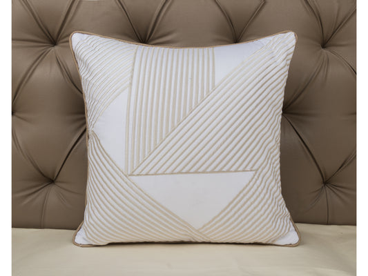 EMBROIDERY WORK CUSION COVER (WHITE/LIGHT BROWN, 1 PCS) - Bedding Bliss