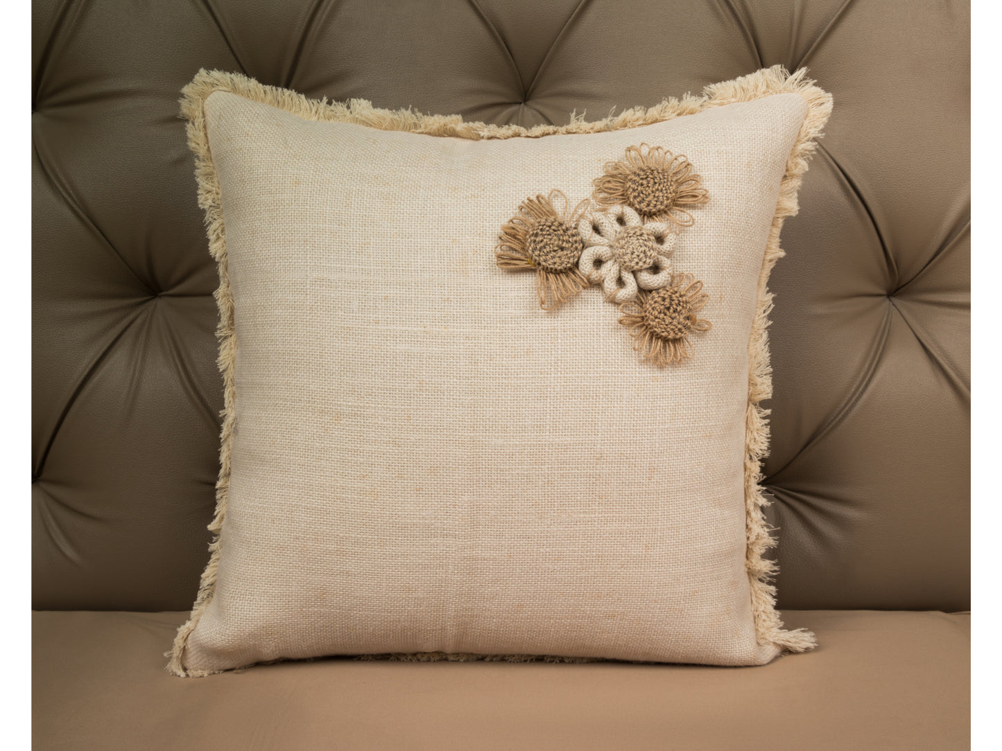JUTE WORK CUSION COVER (BROWN, 1 PCS) - Bedding Bliss