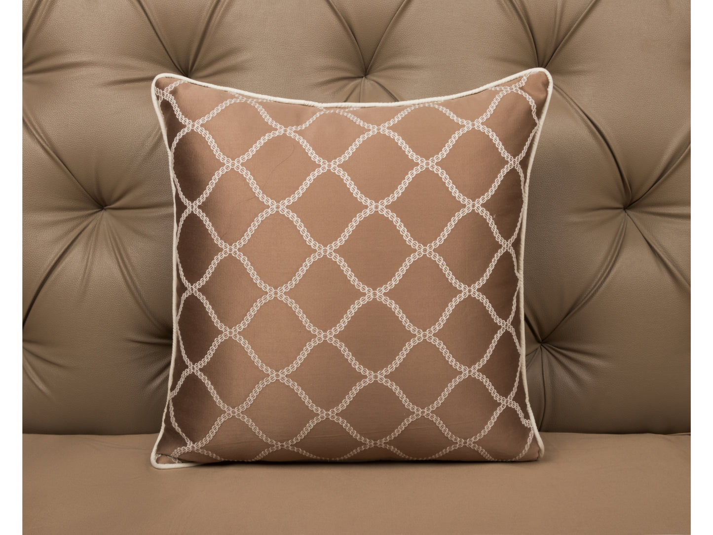EMBROIDERY WORK CUSION COVER (BROWN, 1 PCS)