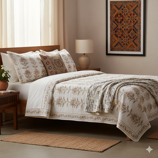 Hand Embroidered Bedsheet: Timeless Elegance Woven by Skilled Artisans