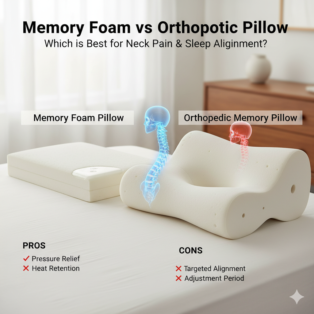 Memory Foam vs Orthopedic Pillow – Which is Better for Neck Pain and Sleep?