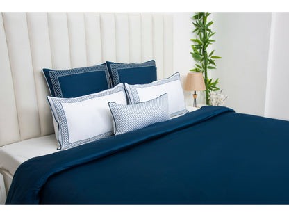 EMBROIDERY BEDDING SET 100% COTTON (9PCS,BRIGHT BLUE)