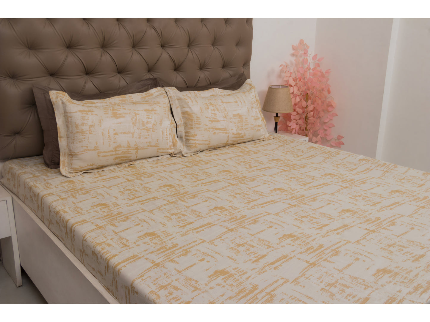 JACQUARD BEDSHEET 100% COTTON (GOLD, 3PCS)