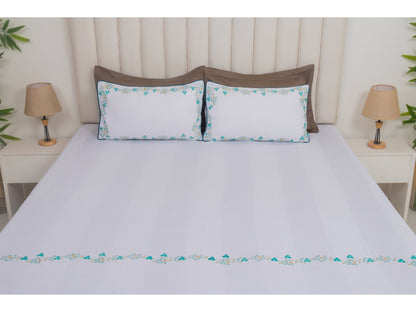 EMBROIDERY BEDSHEET 100% COTTON (3PCS, WHITE)