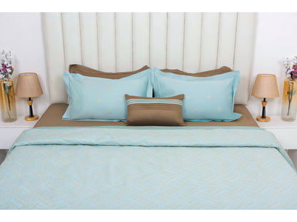 EMBROIDERY BEDDING SET 100% COTTON (9PCS,AQUA GREEN)