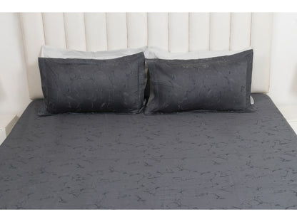 JACQUARD BEDSHEET 100% COTTON (CHARCOAL GREY, 3PCS)