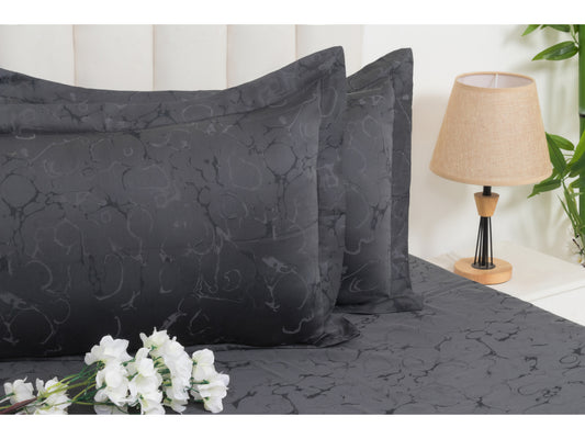 JACQUARD BEDSHEET 100% COTTON (CHARCOAL GREY, 3PCS)