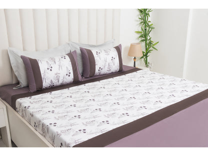 PRINTED WITH PATCH WORK 100% COTTON BEDSHEET (3PCS, WHITE)