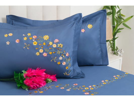 EMBROIDERY BEDSHEET 100% COTTON (3PCS) - Bedding Bliss