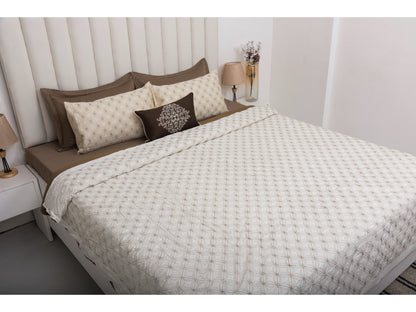 EMBROIDERY BEDDING SET 100% COTTON (9PCS,CREAM)