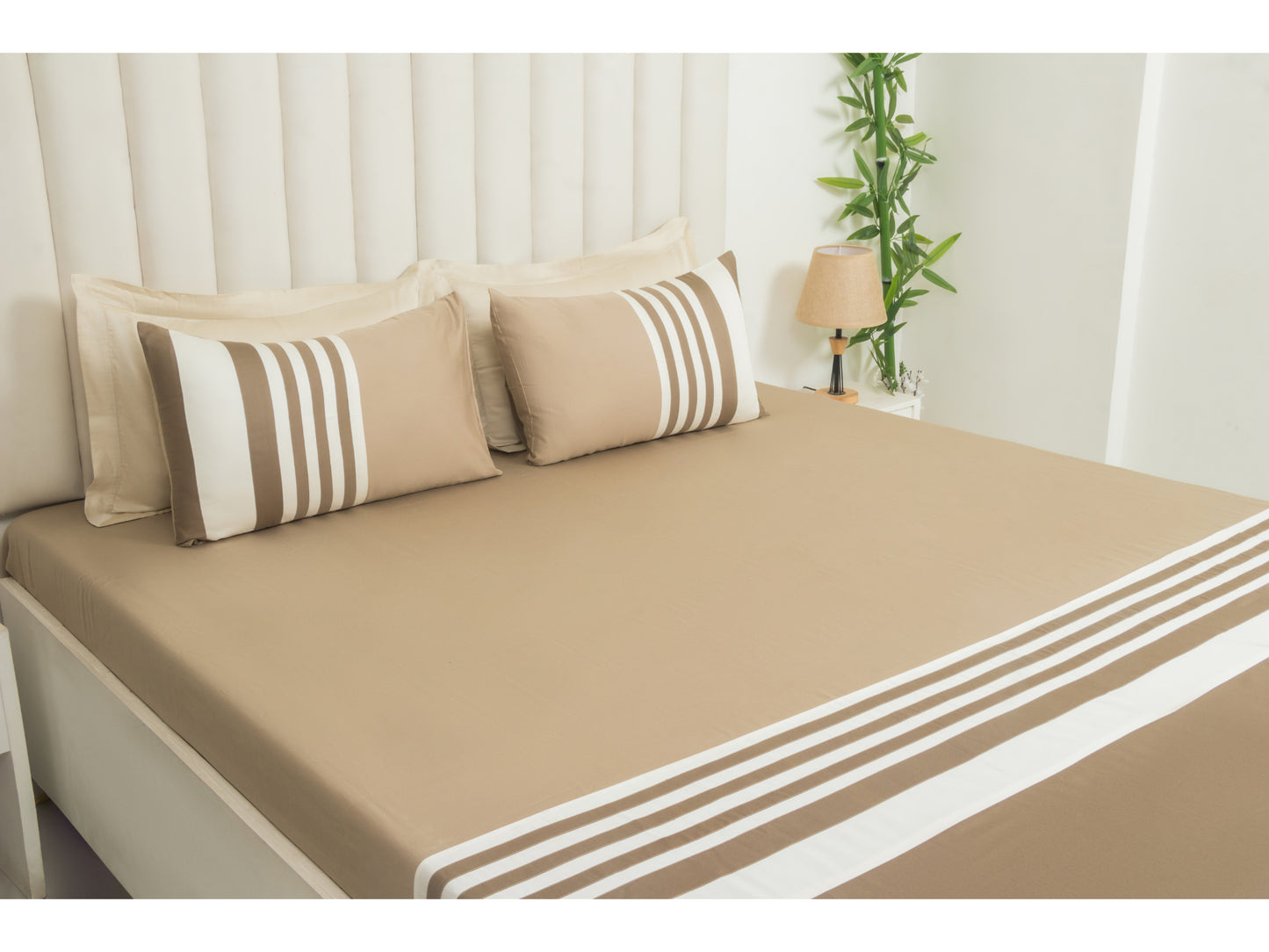 PATCH WORK BEDSHEET 100% COTTON (3 PCS, TAUPE)