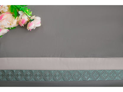 EMBROIDERY BEDDING SET 100% COTTON (9PCS,ASH GREY)