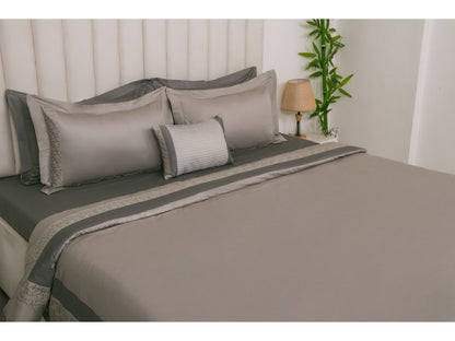 EMBROIDERY BEDDING SET 100% COTTON (9PCS,SMOKE GRAY)