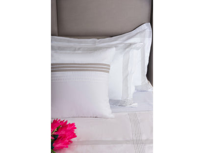 EMBROIDERY BEDDING SET 100% COTTON (9PCS,WHITE)