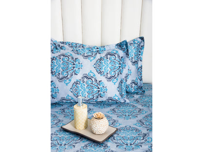 GUARANTEED  PRINTED BEDSHEET 100% COTTON (3PCS, BLUE)