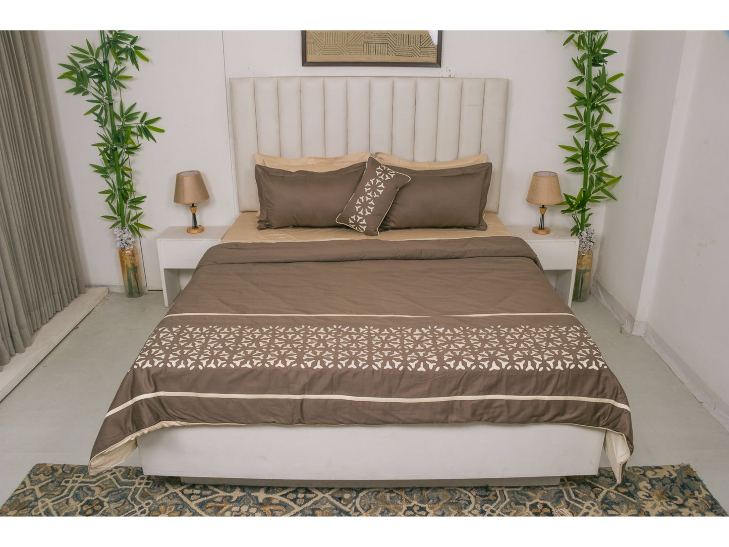 APLIC HAND WORK  BEDDING SET 100% COTTON (9 PCS)