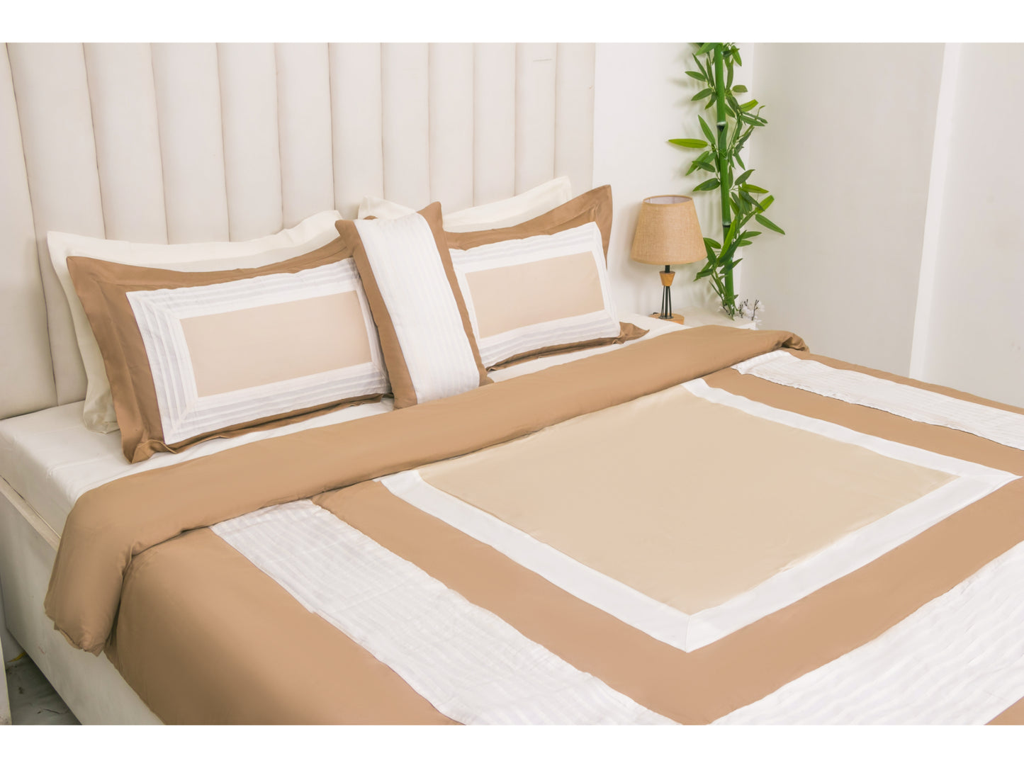 PATCH WORK BEDDING SET 100% COTTON (9 PCS, TAUPE)