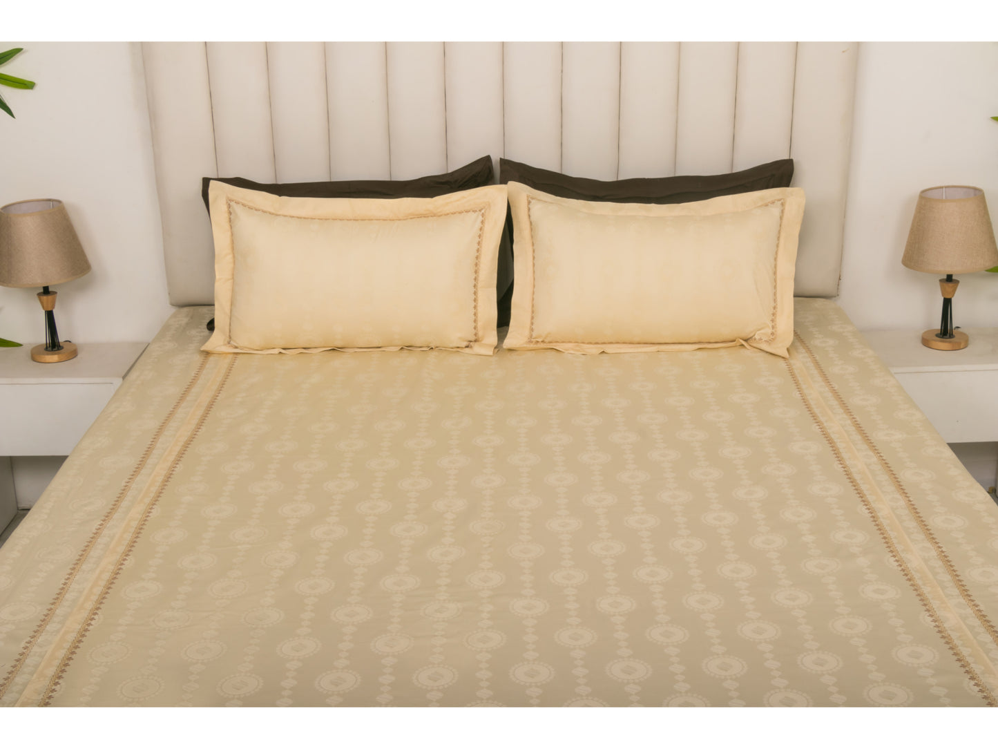 JACQUARD BEDSHEET 100% COTTON (PEARL, 3PCS)