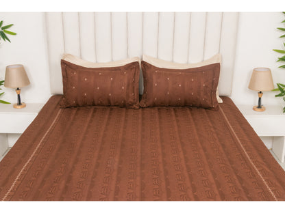 JACQUARD BEDSHEET 100% COTTON (BROWN, 3PCS)