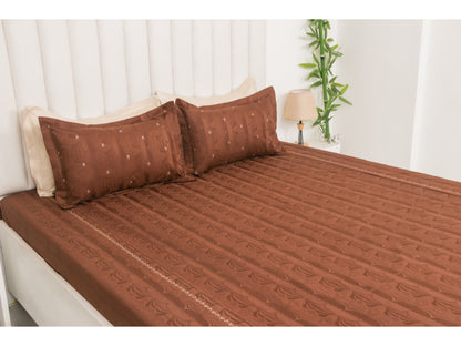 JACQUARD BEDSHEET 100% COTTON (BROWN, 3PCS)