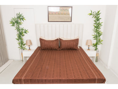 JACQUARD BEDSHEET 100% COTTON (BROWN, 3PCS)