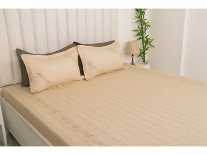 JACQUARD BEDSHEET 100% COTTON (BEIGE, 3PCS)