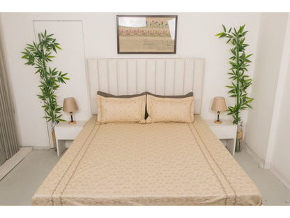 JACQUARD BEDSHEET 100% COTTON (BEIGE, 3PCS)