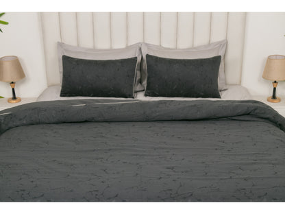 JACQUARD BEDDING SET BEDDING SET 100% COTTON (CHARCOAL GREY, 7 PCS)