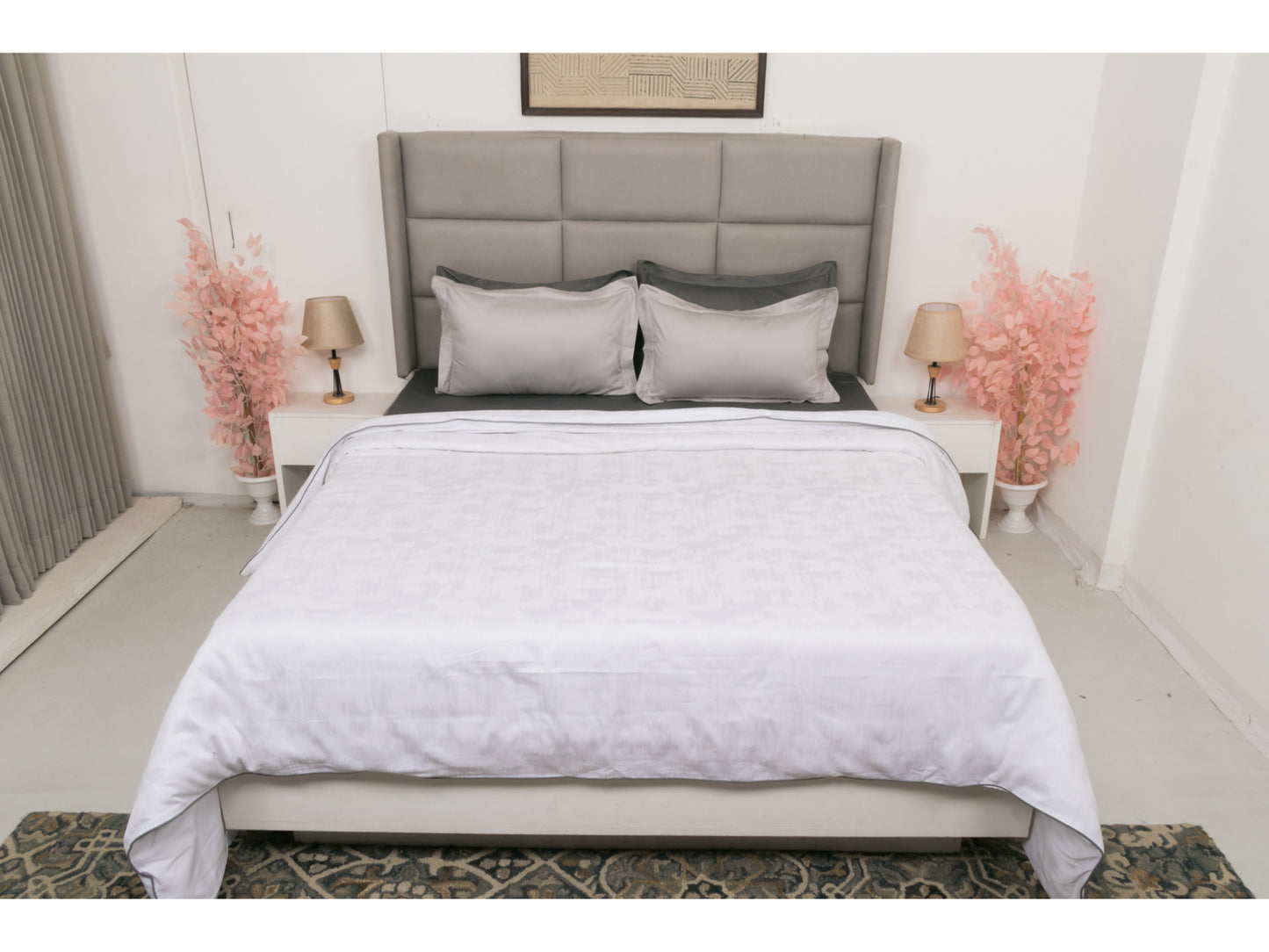 JACQUARD BEDDING SET BEDDING SET 100% COTTON (WHITE, 7 PCS)