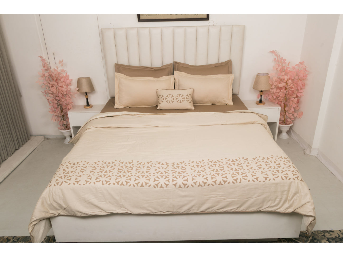 APLIC HAND WORK  BEDDING SET 100% COTTON (9 PCS)