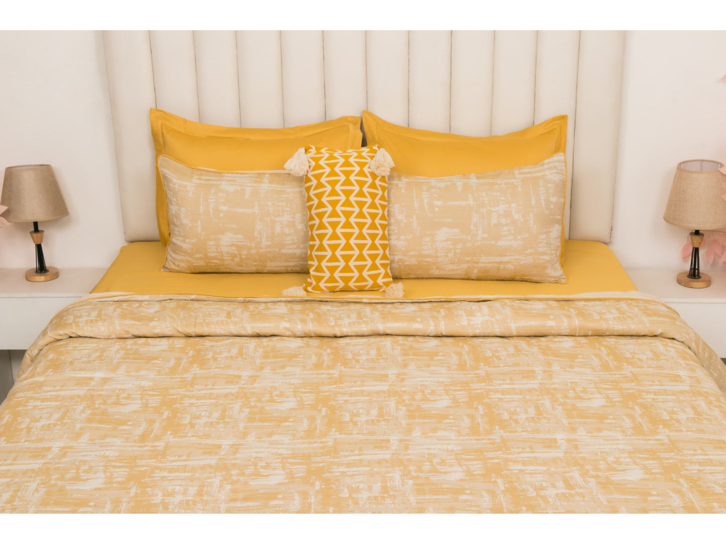 JACQUARD BEDDING SET BEDDING SET 100% COTTON (GOLD, 9 PCS)