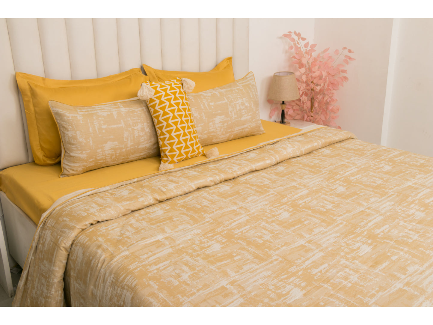 JACQUARD BEDDING SET BEDDING SET 100% COTTON (GOLD, 9 PCS)