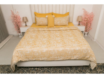 JACQUARD BEDDING SET BEDDING SET 100% COTTON (GOLD, 9 PCS)