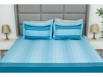 PATCH WORK BEDSHEET 100% COTTON (3 PCS, SKY BLUE)