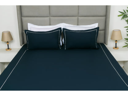 PATCH WORK BEDSHEET 100% COTTON (3 PCS, NAVY BLUE )